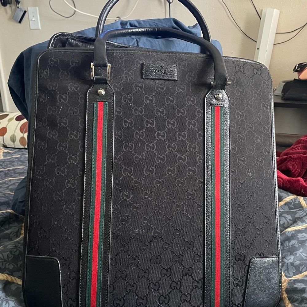 Gucci Black Laptop Bag with Signature Monogram